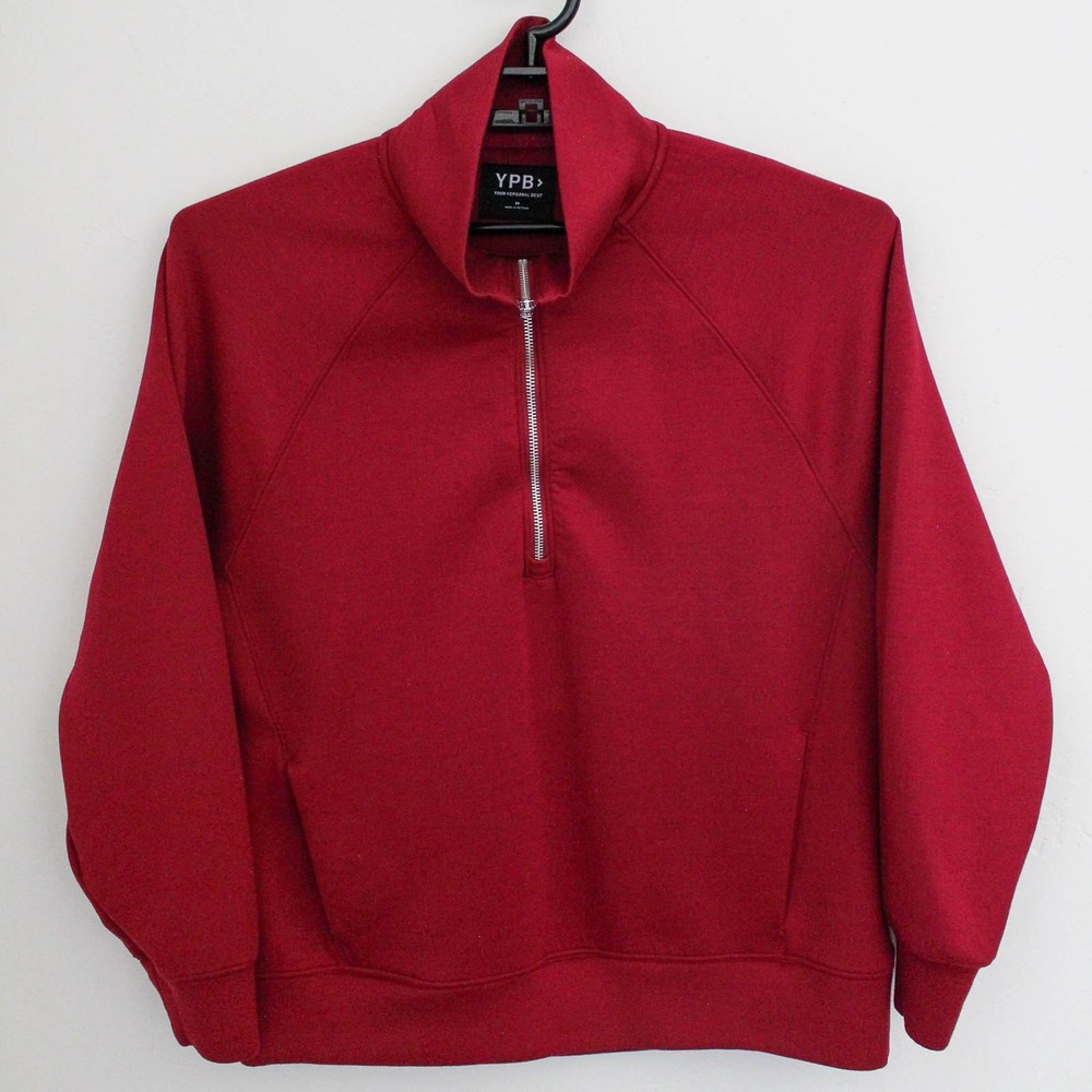 YPB Your Personal Best 1/4 Zip Pullover Womens Medium Red Sweatshirt Pocket